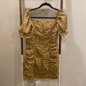 Rosie Tan polkadot ruched bodycon dress